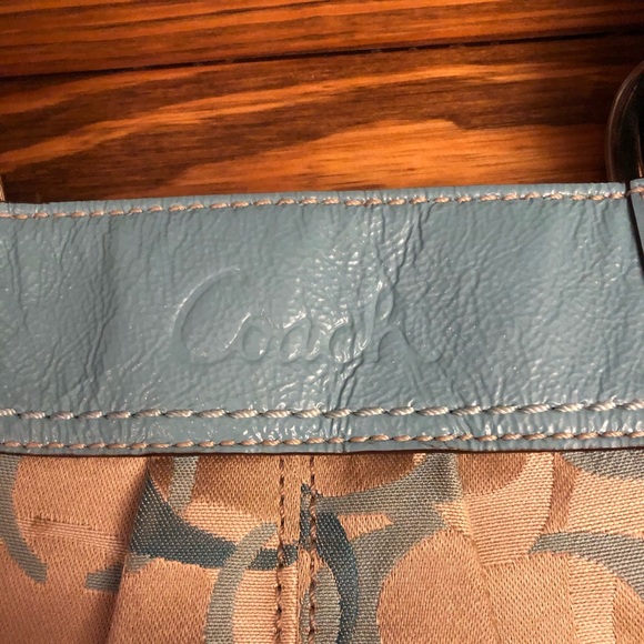 Coach Signature Blue and Tan Purse - Picture 2 of 5